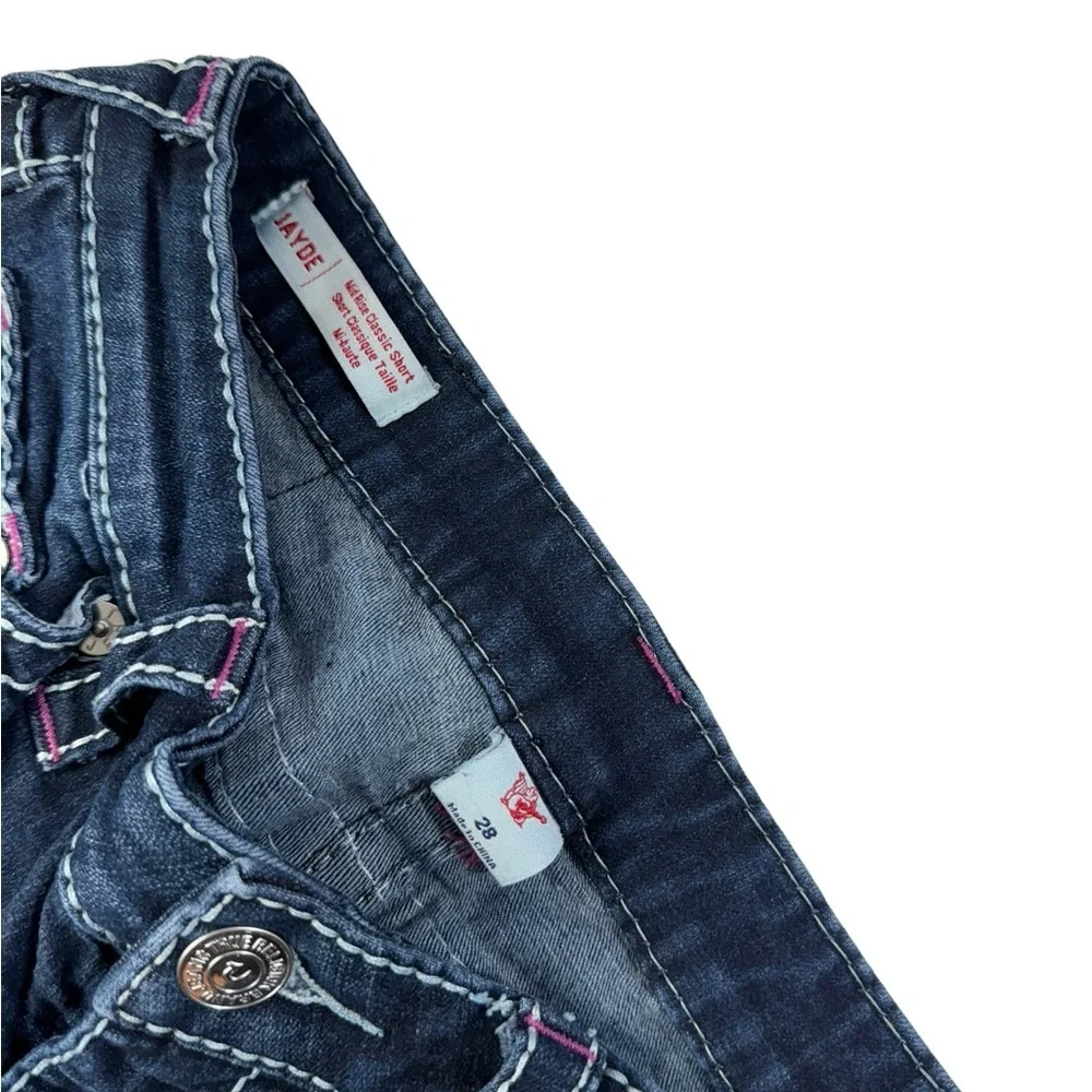 True Religion 28 Jayde mid rise Raw Hem Denim Jean Shorts